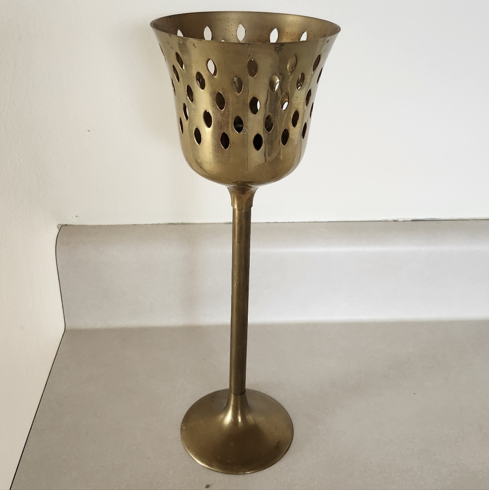 Elegant Gold Brass Metal Candle Holder